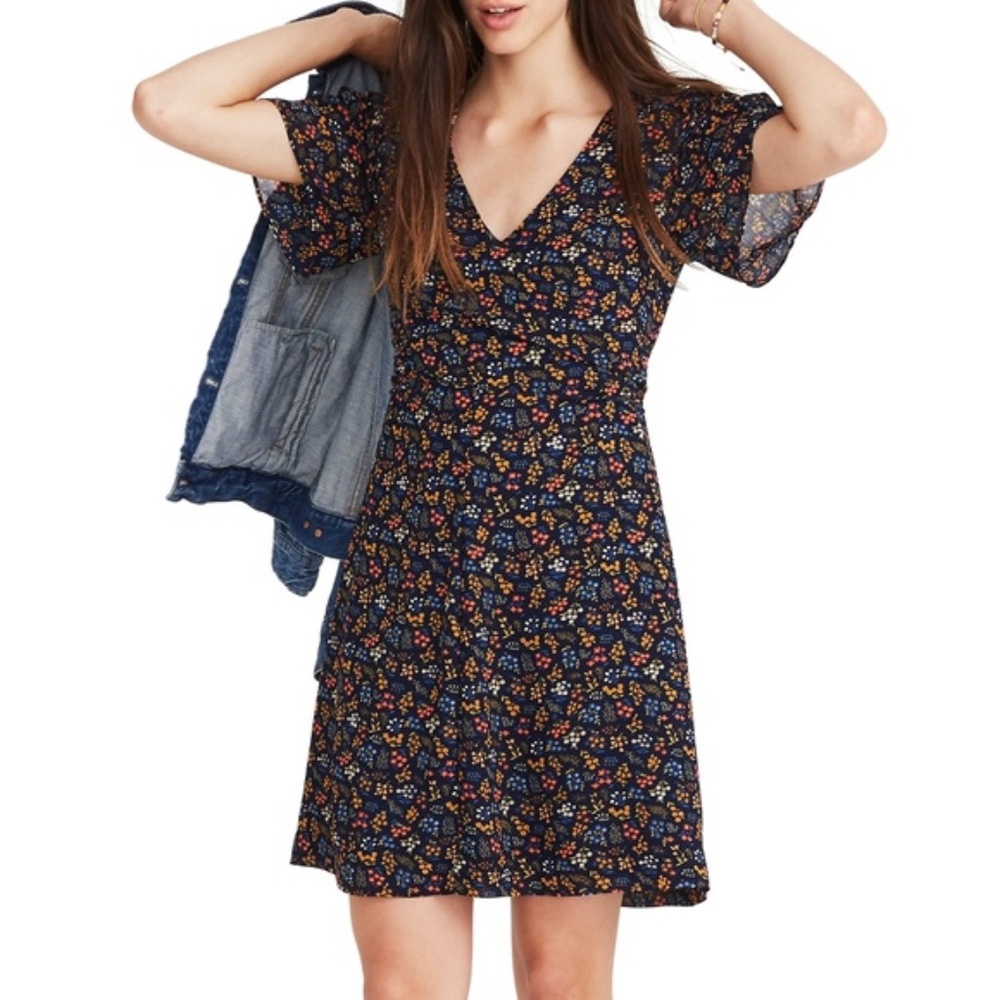 Madewell Navy Floral Mini Dress